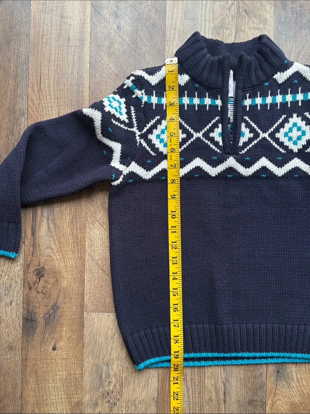 Gymboree Blue White Nordic Fair Isle Pullover Quarter Zip Winter Cozy Sweater